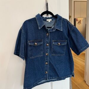Wishlist Denim Short Sleeve Button-Up Shirt | Medium